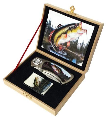 Bass Fish Knife & Lighter Gift Set