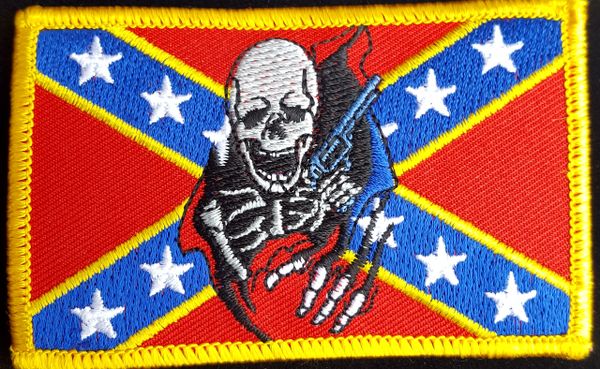Rebel Rider Skull American Flag Iron On Patch Senior Parachutist