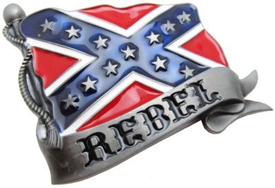 Rebel Flag On Pole Belt Buckle  <h1>DLGrandeurs Confederate and