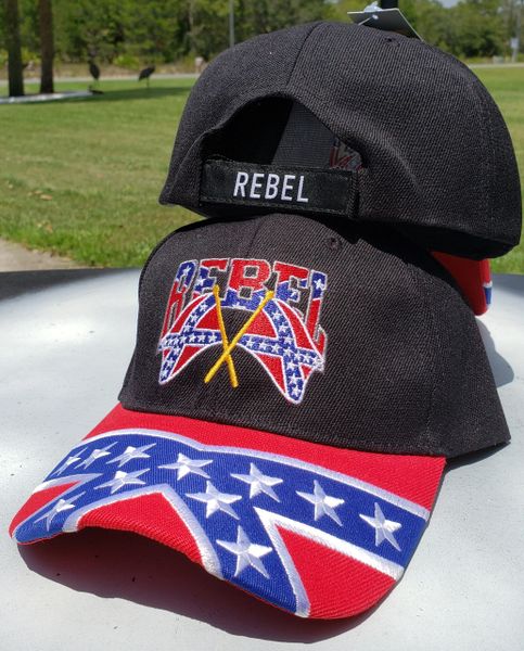 Double Rebel Flag Black Baseball Cap