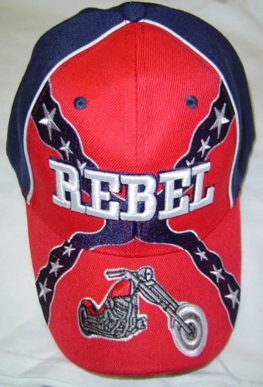 Motorcycle On Rebel Flag Hat