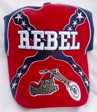 Motorcycle On Rebel Flag Hat