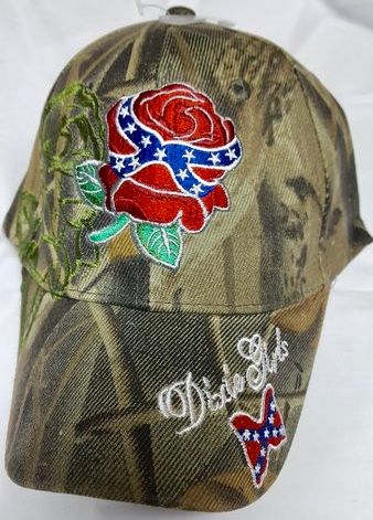 NEW! REBEL PRIDE ROSE DIXIE GIRL CAP HAT CAMO –