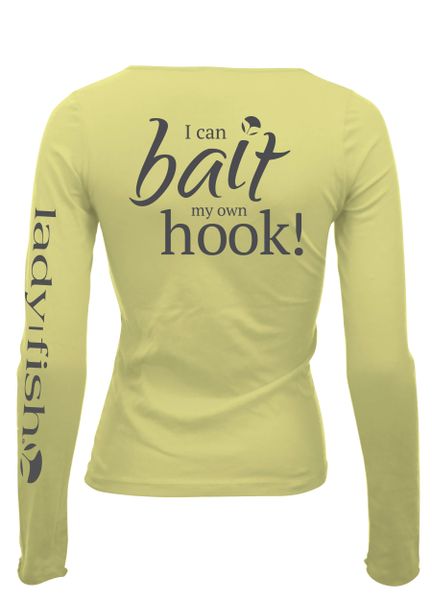I can Bait my Own Hook Ladyfish UPF long sleeve shirt_Yellow/Gray