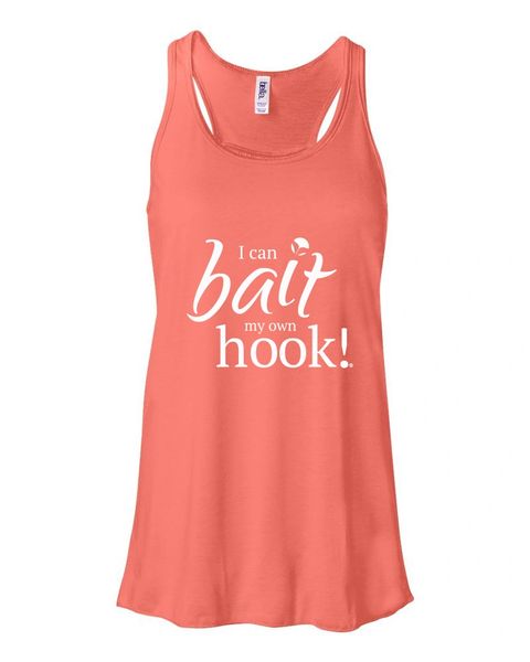 Ladyfish I can Bait my Own Hook! Flowy Tank Top - Coral