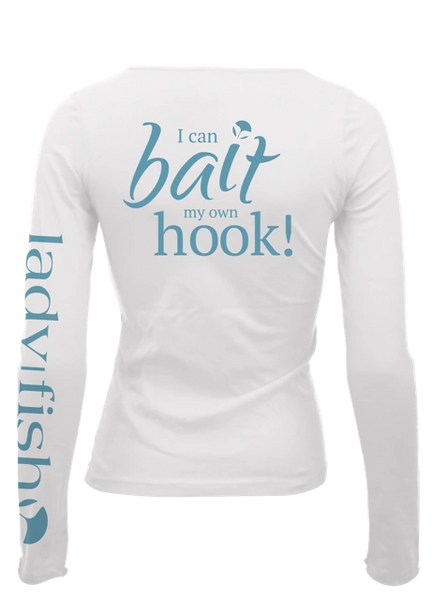 Ladyfish UPF long sleeve shirt - I can Bait My Own Hook_ladies, Women's Fishing  shirts, Ladies Fishing Shirts, UPF50