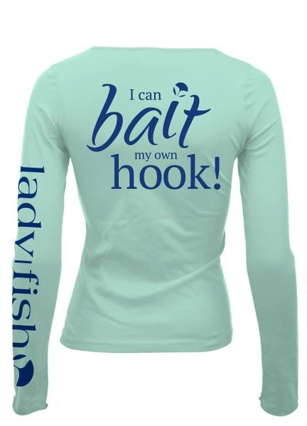 I can Bait my Own Hook Ladyfish UPF L/S - Mint/blue