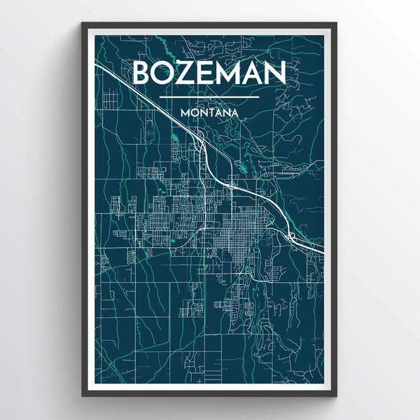 BOZEMAN MONTANA CITY MAP PRINT   Rs=w 600,h 600