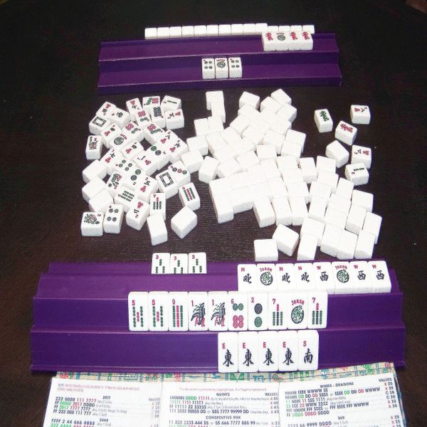 SIAMESE MAH JONGG RACKS 2 RACKS (PURPLE) WITH PUSHERS