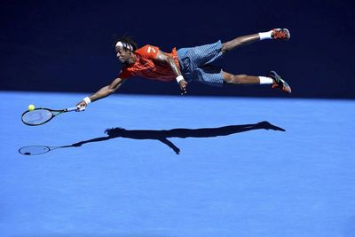 Gael Monfils...in flight. 