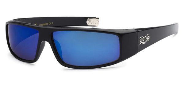 Locs 9035 Black Blue Lens Chopper Hardcore Shades