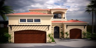 3D rendered Spanish Style Home Design in the City of Santa Rosa