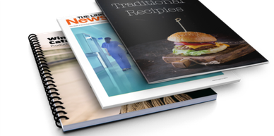Stack of magazines and booklets with various covers.