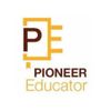 Loog of Pioneer Educator. Big letter P and yellow square 