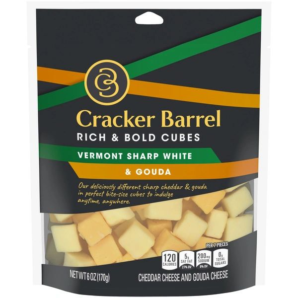 Cracker Barrel Rich & Bold Vermont Sharp White Cheddar & Gouda Cheese Cubes