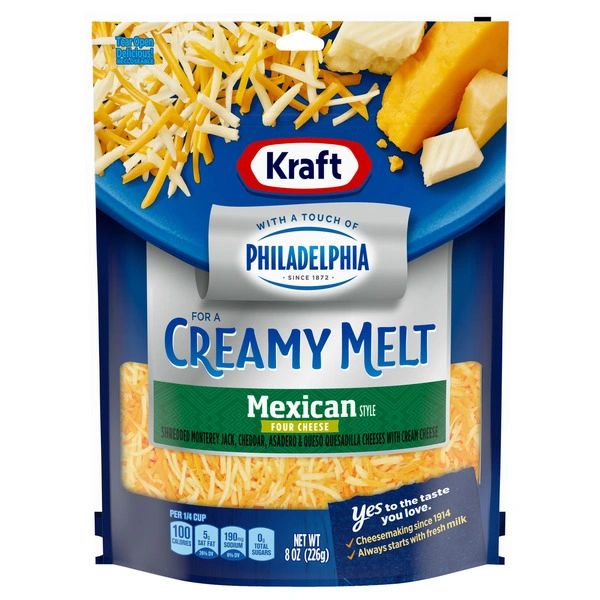 Kraft Mexican Style Four Cheese Blend Shredded Cheese with a Touch of Philadelphia