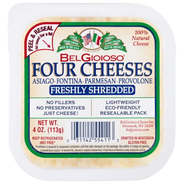 BelGioioso Cheese, Freshly Shredded Natural Four Cheeses No Nat No Cell Cup