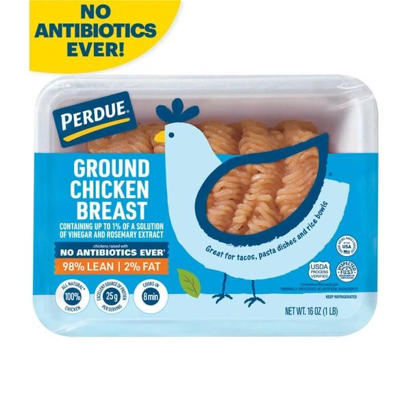 Perdue No Antibiotics Ever Ground Chicken Breast 98% Lean 2% Fat
