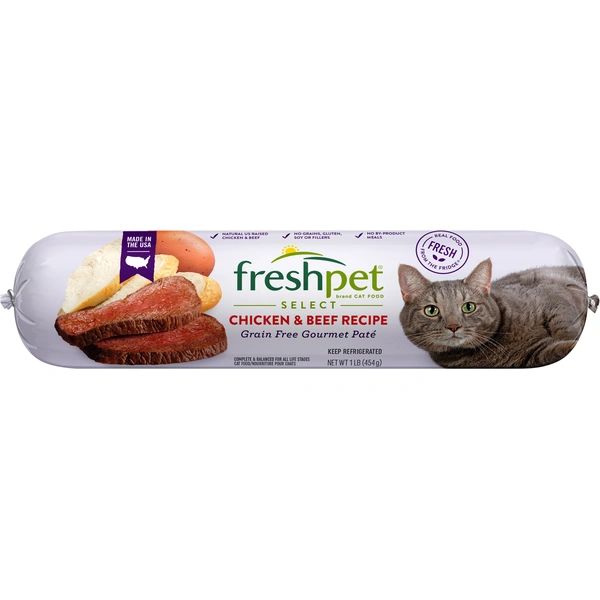 Freshpet Cat Food, Grain Free, Gourmet Pate, Chicken & Beef Recipe