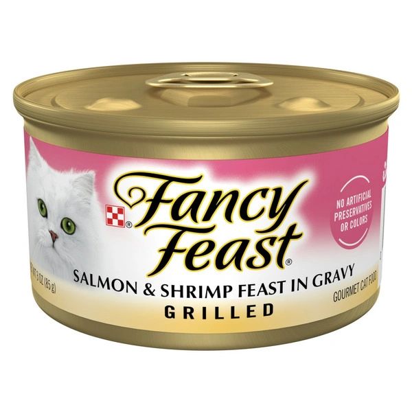 Purina Fancy Feast Grilled Wet Cat Food Salmon and Shrimp Feast in Wet Cat Food Gravy