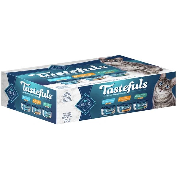 Blue Buffalo Tastefuls Natural Food for Adult Cats Variety Pack, 5.5 oz, 12 count