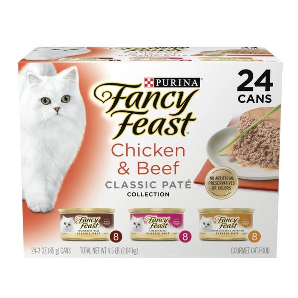 Purina Fancy Feast Chicken and Beef Classic Pate Collection Grain Free Wet Cat Food