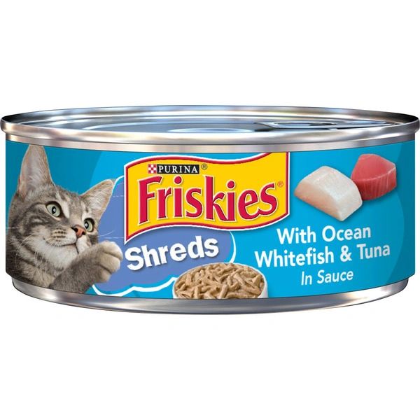Purina Friskies Wet Cat Food, Shreds With Ocean Whitefish & Tuna in Sauce