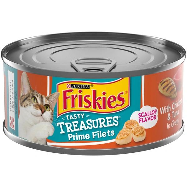 Purina Friskies Gravy Wet Cat Food, Tasty Treasures With Chicken & Tuna and Scallop Flavor