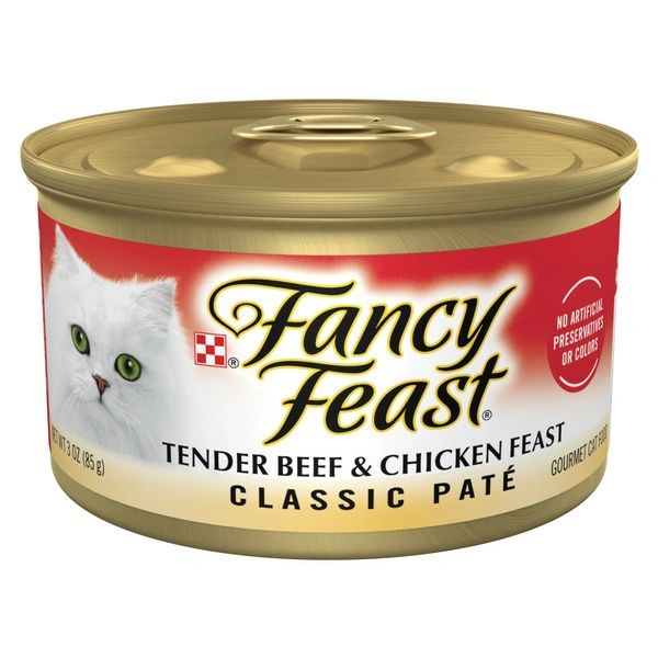 Purina Fancy Feast Tender Beef and Chicken Feast Classic Grain Free Wet Cat Food Pate