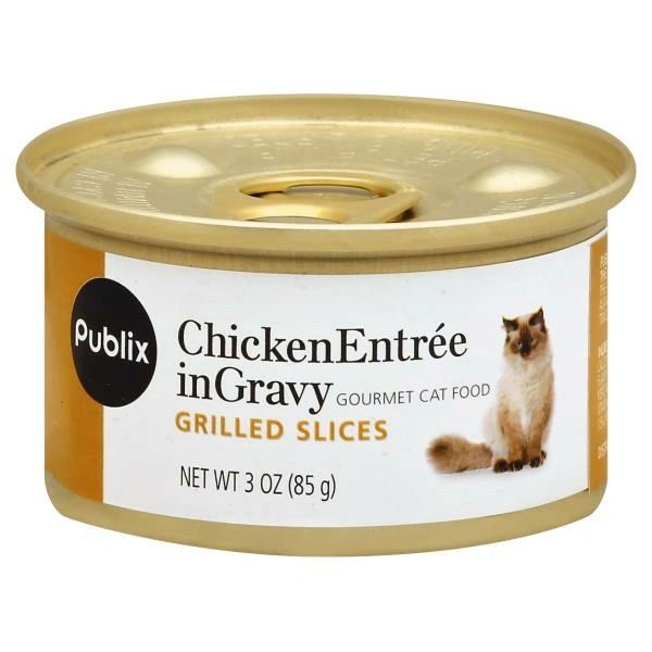 Publix Cat Food, Gourmet, Chicken Entree in Gravy, Grilled Slices
