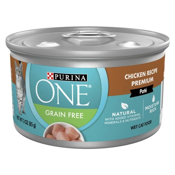 Purina ONE Natural, Grain Free Wet Cat Food Pate, Chicken Recipe