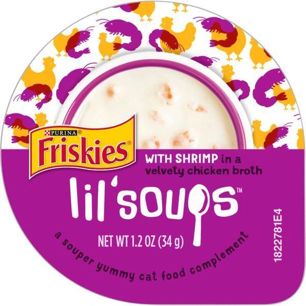Purina Friskies Natural, Grain Free Wet Cat Food Complement, Lil’ Soups With Shrimp in Chicken Broth