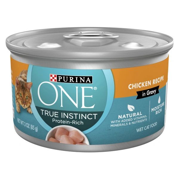 Purina ONE Natural High Protein Cat Food, True Instinct Chicken Recipe in Gravy