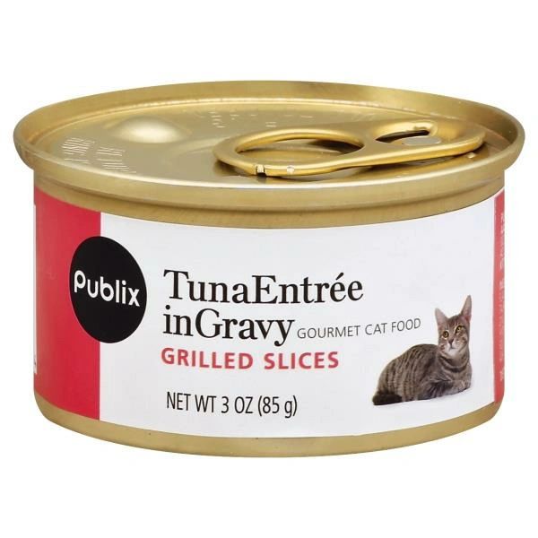 Publix Cat Food, Gourmet, Tuna Entree in Gravy, Grilled Slices