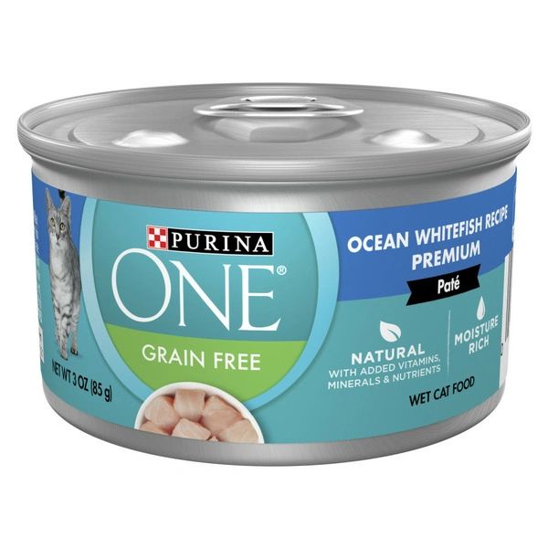 Purina ONE Natural, High Protein, Grain Free Wet Cat Food Pate, Ocean Whitefish Recipe