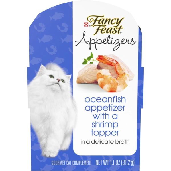 Purina Fancy Feast Wet Cat Food Complement, Appetizers Oceanfish With a Shrimp Topper in Broth