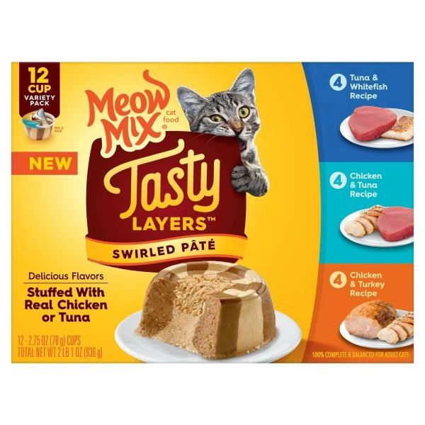 Meow Mix Tasty Layers Swirled Pate Variety Pack, Cat Food