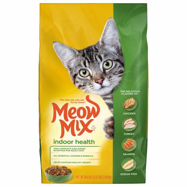 Meow Mix Cat Food, Chicken, Turkey, Salmon, Ocean Fish, Indoor Health, Adult