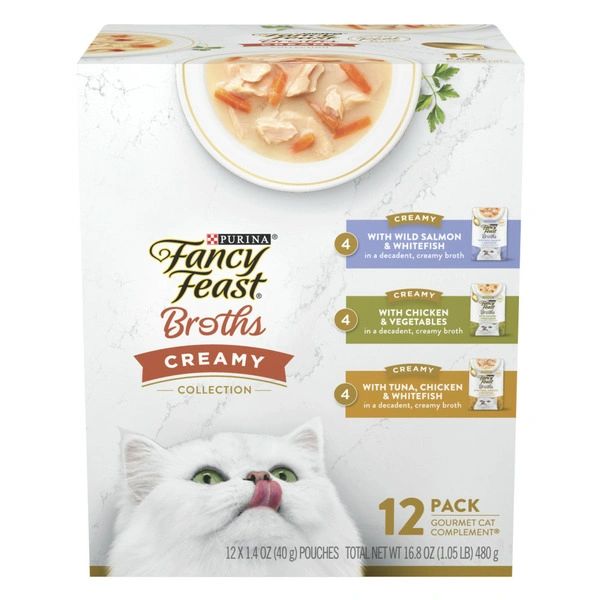 Purina Fancy Feast Lickable Broth Topper Complement Creamy Wet Cat Food