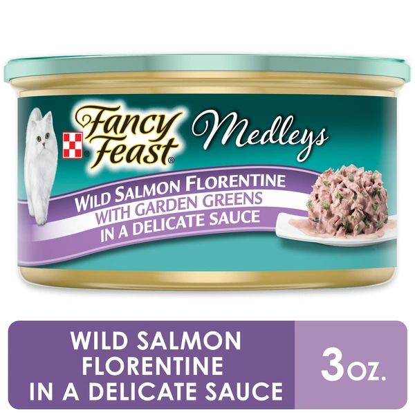 Purina Fancy Feast Wet Cat Food, Medleys Wild Salmon Florentine With Garden Greens in Delicate Sauce