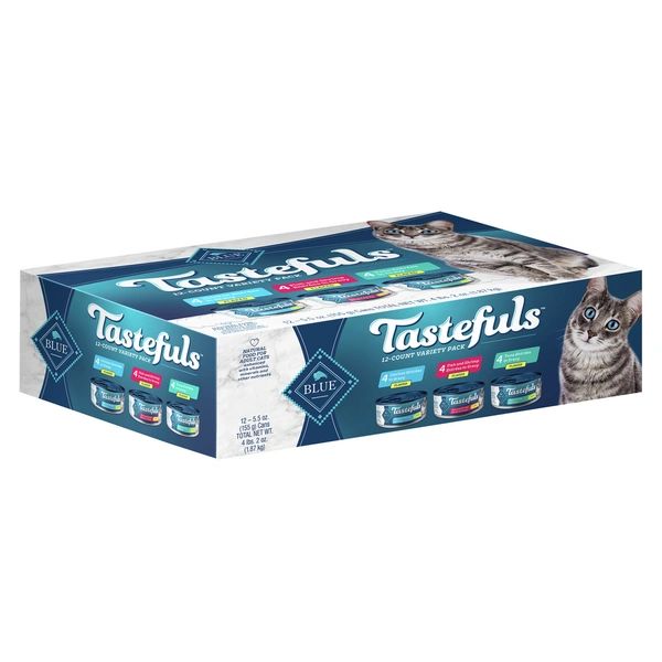 Blue Buffalo Tastefuls Flaked Wet Cat Food, Tuna, Chicken and Fish & Shrimp Variety Pack