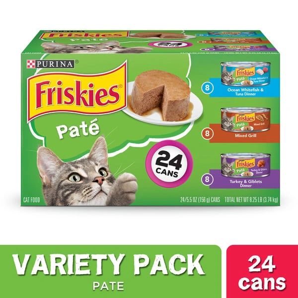 Purina Friskies Pate Wet Cat Food Variety Pack, Ocean Whitefish, Grilled & Turkey