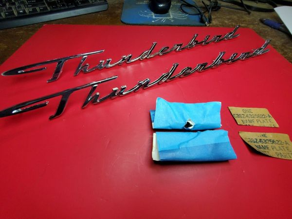 NOS PAIR 1963 1964 FORD THUNDERBIRD FRONT QUARTER PANEL EMBLEM C3SZ ...