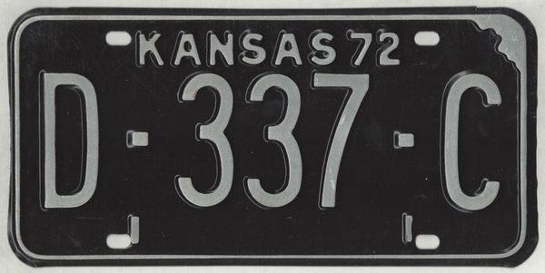 Kansas 1972 dealer license plate #D-337-C - Kansas License ...