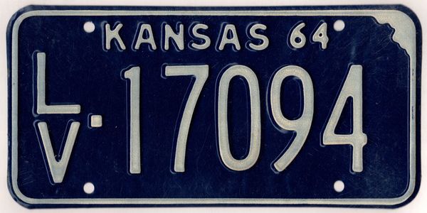 kansas 1964 car license plate leavenworth county lv