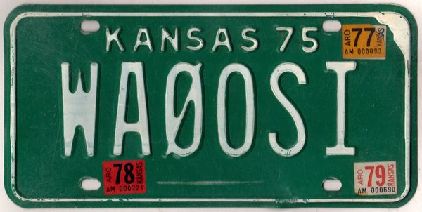 Kansas 1975 1976 1977 1978 1979 ham radio license plate #WA0OSI