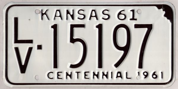 kansas 1961 car license plate leavenworth county lv