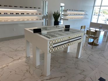 Omni vision store display case and shelves. 