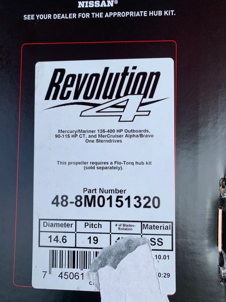 NEW Mercury Revolution 4 19 pitch propeller 48-8M0151320 LH