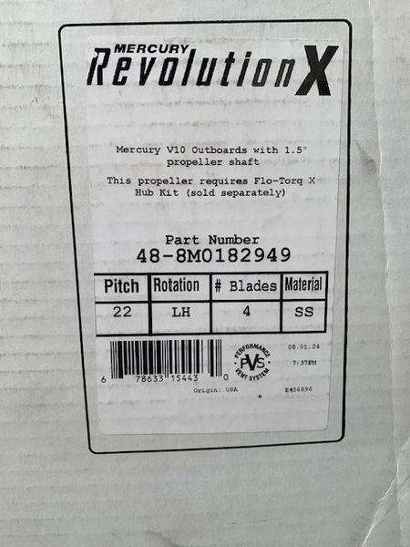 New Mercury Revolution X 22 pitch propeller LH 48-8M0182949